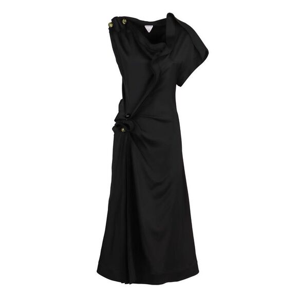 BOTTEGA VENETA Asymmetric Midi Dress Women BLACK Dresses - Picture 2 of 2